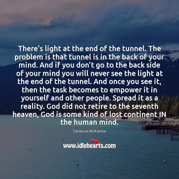 There’s light at the end of the tunnel. The problem is Terence McKenna Picture Quote