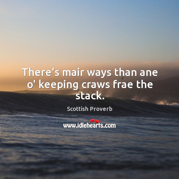 There’s mair ways than ane o’ keeping craws frae the stack. Scottish Proverbs Image