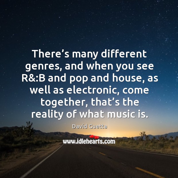 There’s many different genres, and when you see r&:b and pop and house David Guetta Picture Quote