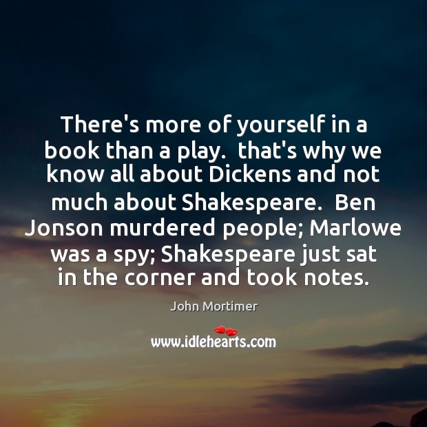 There’s more of yourself in a book than a play.  that’s why John Mortimer Picture Quote