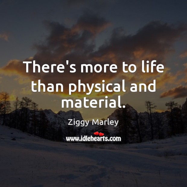 There’s more to life than physical and material. Ziggy Marley Picture Quote