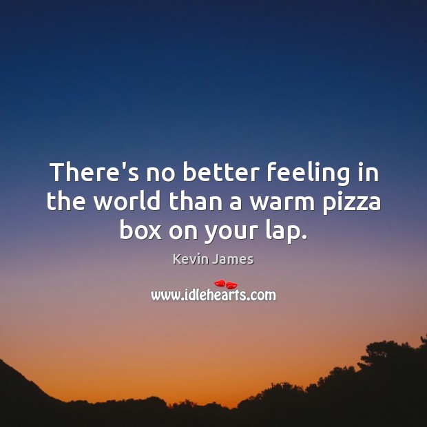 There’s no better feeling in the world than a warm pizza box on your lap. Kevin James Picture Quote