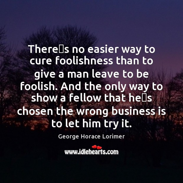Theres no easier way to cure foolishness than to give a George Horace Lorimer Picture Quote