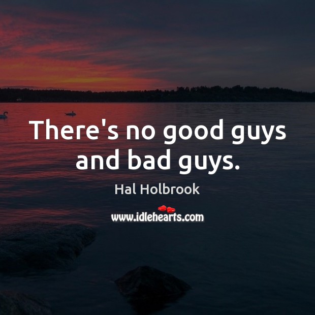 There’s no good guys and bad guys. Hal Holbrook Picture Quote