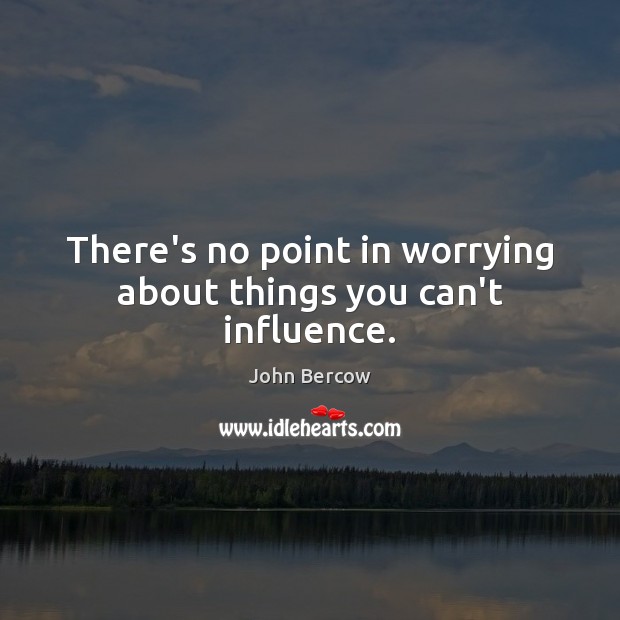 There’s no point in worrying about things you can’t influence. John Bercow Picture Quote