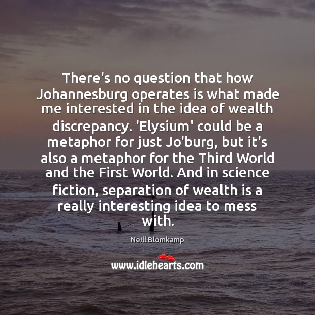 There’s no question that how Johannesburg operates is what made me interested Neill Blomkamp Picture Quote