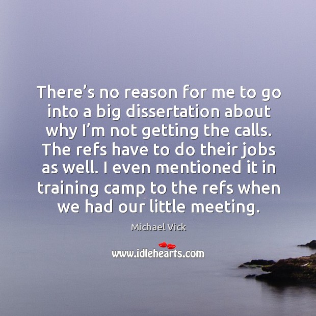 There’s no reason for me to go into a big dissertation about why I’m not getting the calls. Michael Vick Picture Quote