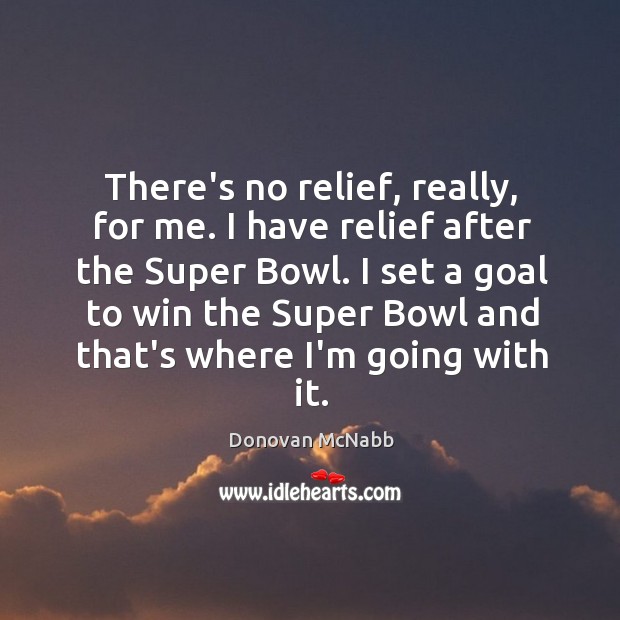 There’s no relief, really, for me. I have relief after the Super Donovan McNabb Picture Quote