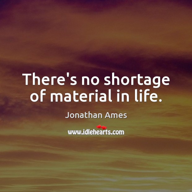 There’s no shortage of material in life. Jonathan Ames Picture Quote