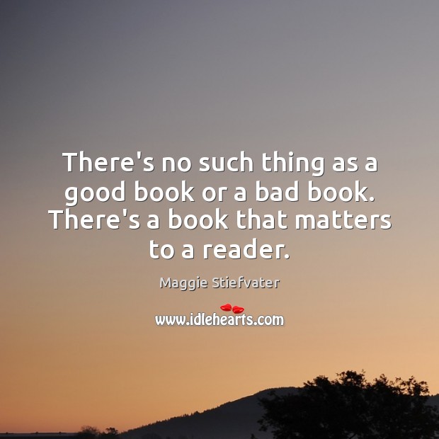 There’s no such thing as a good book or a bad book. Maggie Stiefvater Picture Quote