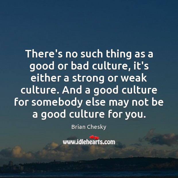 There’s no such thing as a good or bad culture, it’s either Brian Chesky Picture Quote
