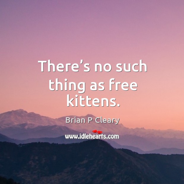 There’s no such thing as free kittens. Brian P Cleary Picture Quote