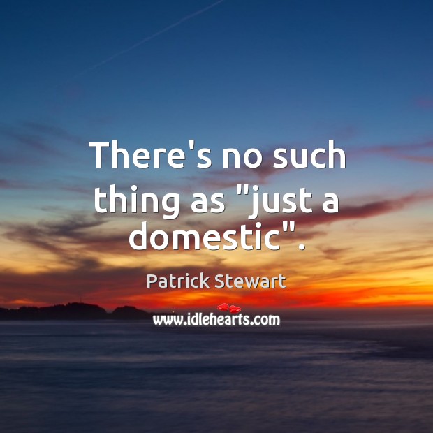 There’s no such thing as “just a domestic”. Patrick Stewart Picture Quote