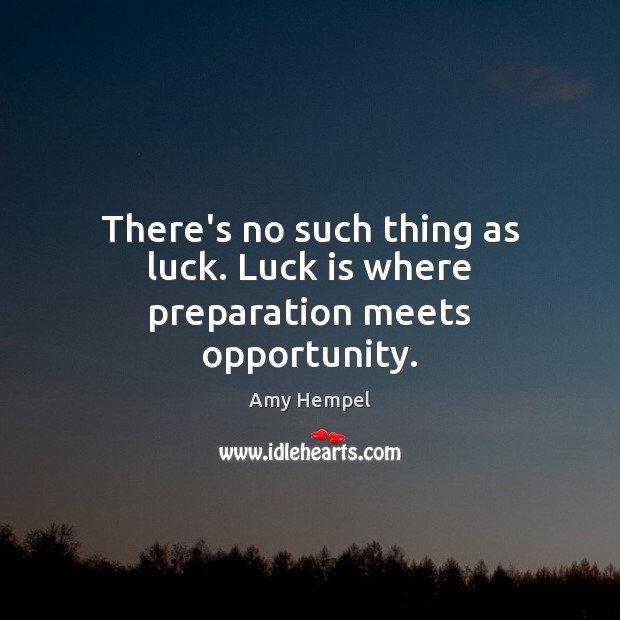 There’s no such thing as luck. Luck is where preparation meets opportunity. Amy Hempel Picture Quote