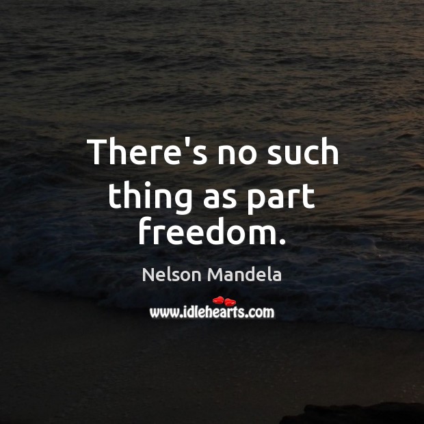 There’s no such thing as part freedom. Nelson Mandela Picture Quote