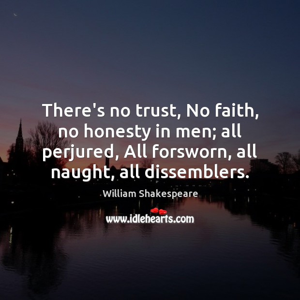 There’s no trust, No faith, no honesty in men; all perjured, All William Shakespeare Picture Quote