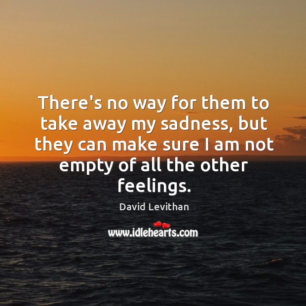 There’s no way for them to take away my sadness, but they David Levithan Picture Quote