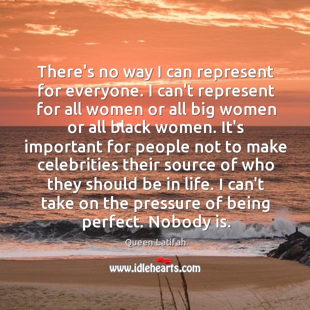 There’s no way I can represent for everyone. I can’t represent for Queen Latifah Picture Quote
