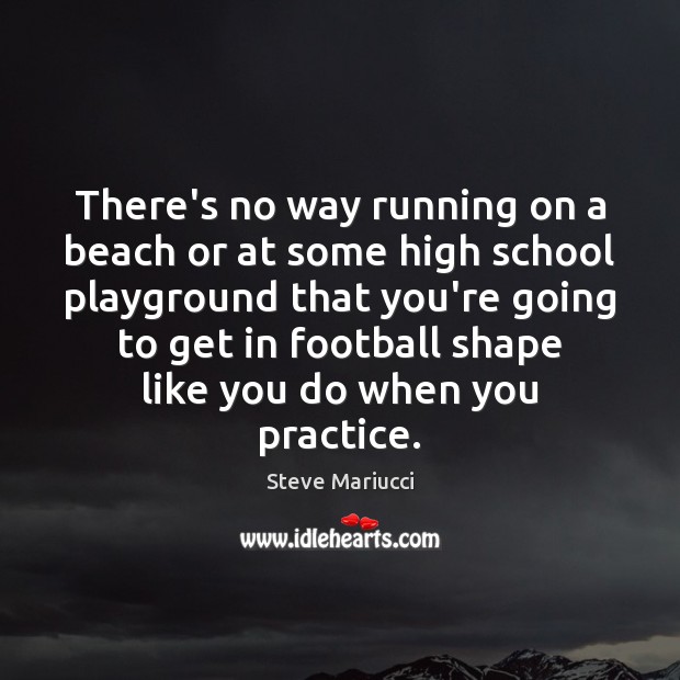 There’s no way running on a beach or at some high school Steve Mariucci Picture Quote