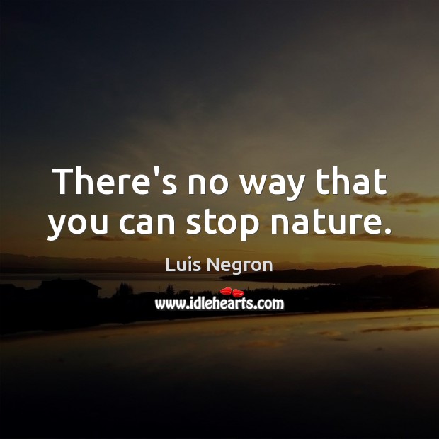 There’s no way that you can stop nature. Luis Negron Picture Quote