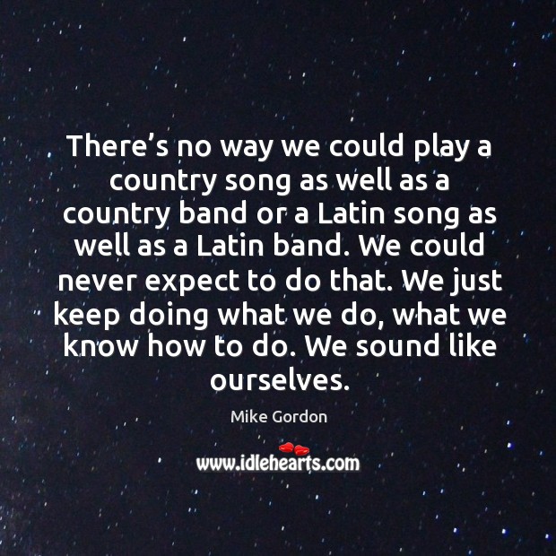 There’s no way we could play a country song as well as a country band or a latin song Image