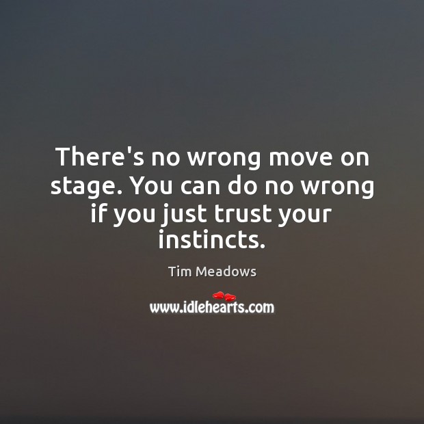 There’s no wrong move on stage. You can do no wrong if you just trust your instincts. Tim Meadows Picture Quote