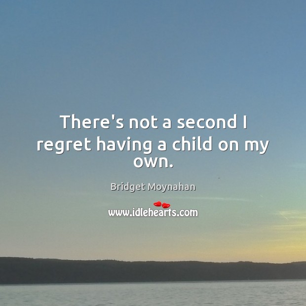 There’s not a second I regret having a child on my own. Bridget Moynahan Picture Quote
