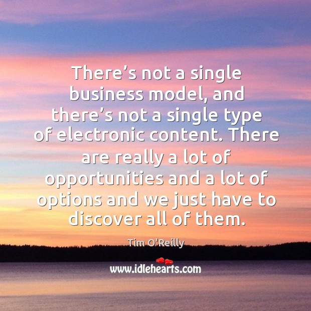 There’s not a single business model, and there’s not a single type of electronic content. Tim O’Reilly Picture Quote