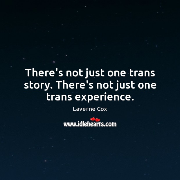There’s not just one trans story. There’s not just one trans experience. Laverne Cox Picture Quote