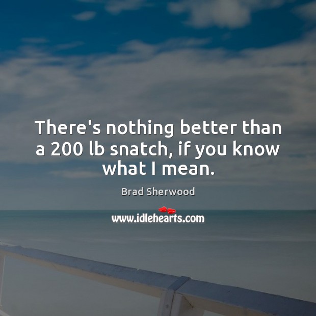There’s nothing better than a 200 lb snatch, if you know what I mean. Brad Sherwood Picture Quote