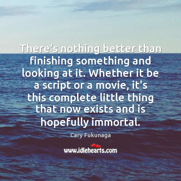 There’s nothing better than finishing something and looking at it. Whether it Cary Fukunaga Picture Quote
