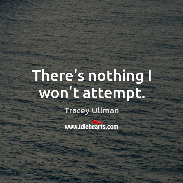 There’s nothing I won’t attempt. Tracey Ullman Picture Quote