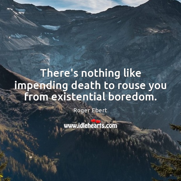 There’s nothing like impending death to rouse you from existential boredom. Roger Ebert Picture Quote