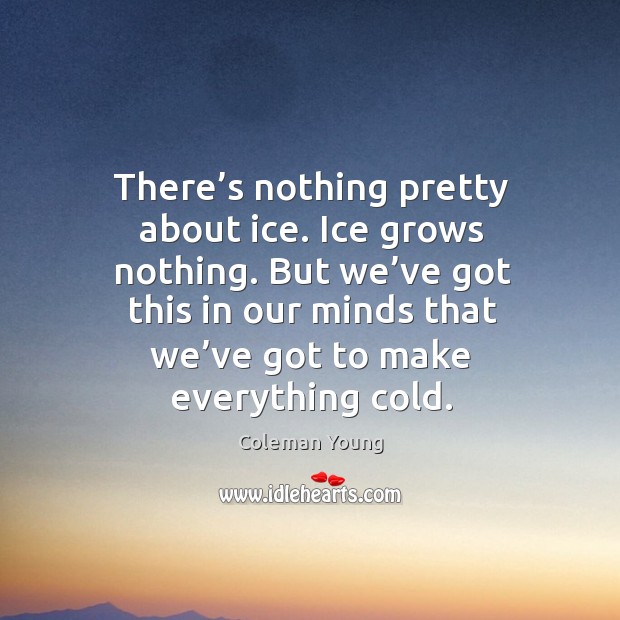 There’s nothing pretty about ice. Ice grows nothing. Image
