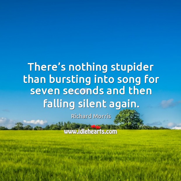 There’s nothing stupider than bursting into song for seven seconds and then falling silent again. 