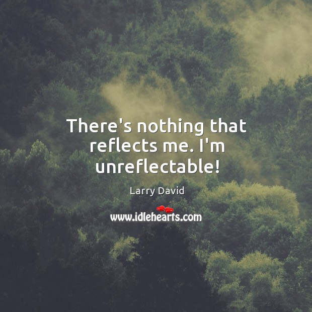 There’s nothing that reflects me. I’m unreflectable! Larry David Picture Quote