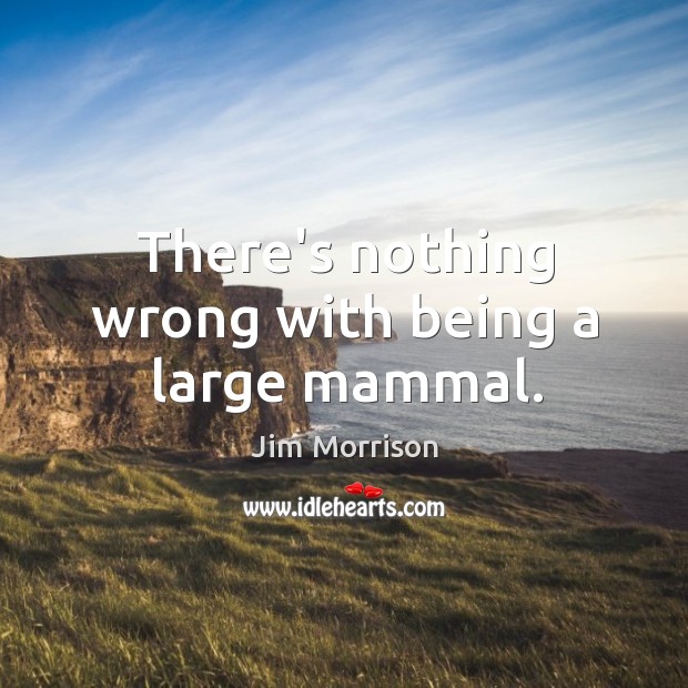 There’s nothing wrong with being a large mammal. Jim Morrison Picture Quote