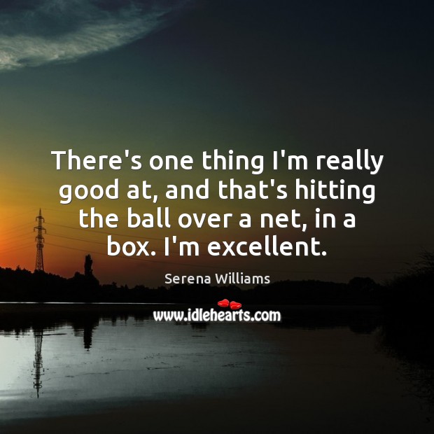 There’s one thing I’m really good at, and that’s hitting the ball Serena Williams Picture Quote