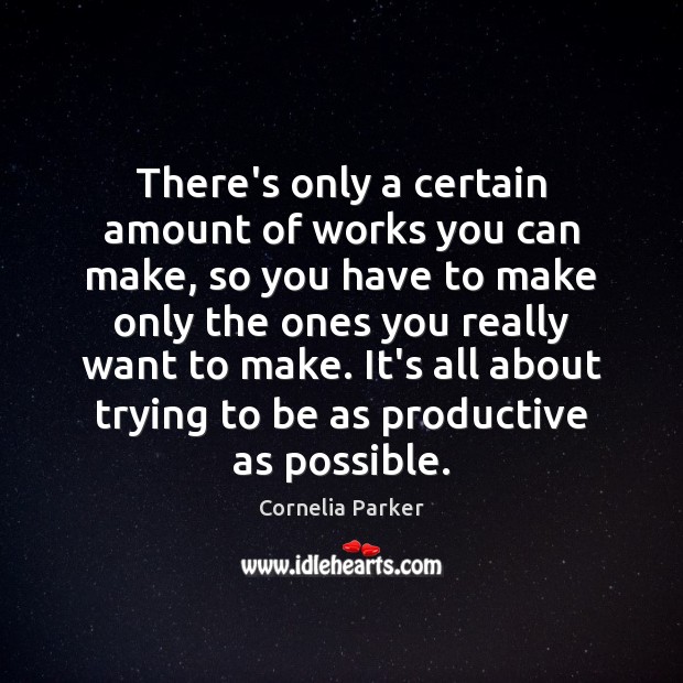 There’s only a certain amount of works you can make, so you Cornelia Parker Picture Quote