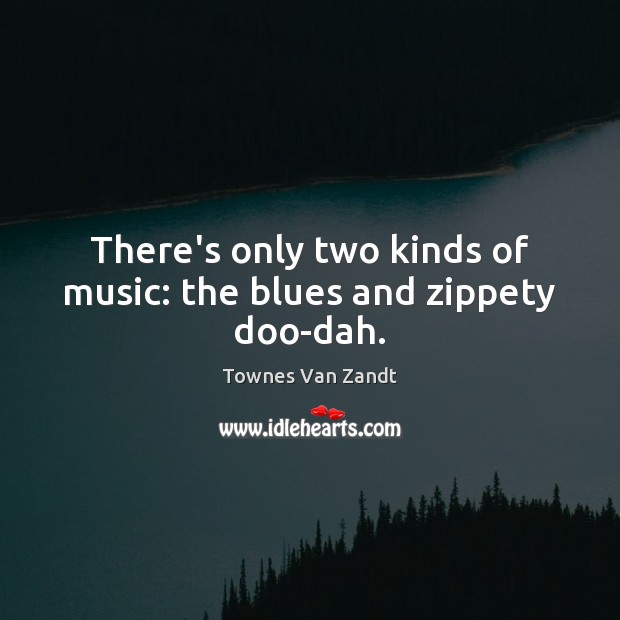 There’s only two kinds of music: the blues and zippety doo-dah. Townes Van Zandt Picture Quote