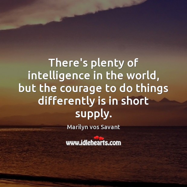 There’s plenty of intelligence in the world, but the courage to do Marilyn vos Savant Picture Quote
