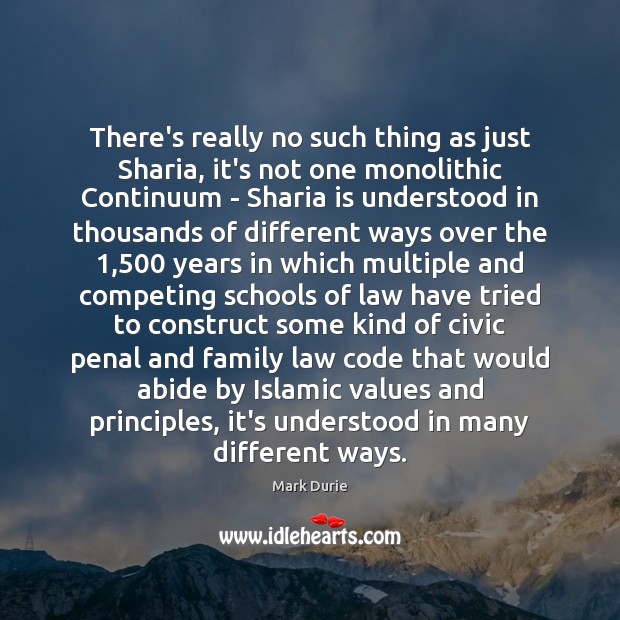 There’s really no such thing as just Sharia, it’s not one monolithic Image