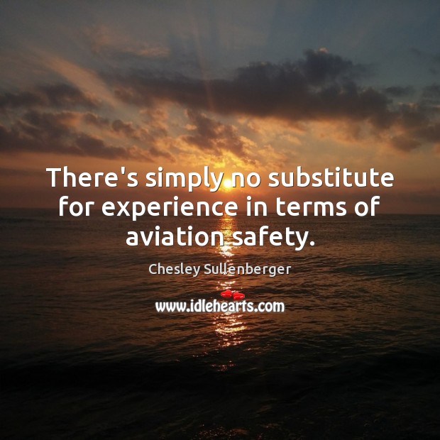 There’s simply no substitute for experience in terms of aviation safety. Chesley Sullenberger Picture Quote