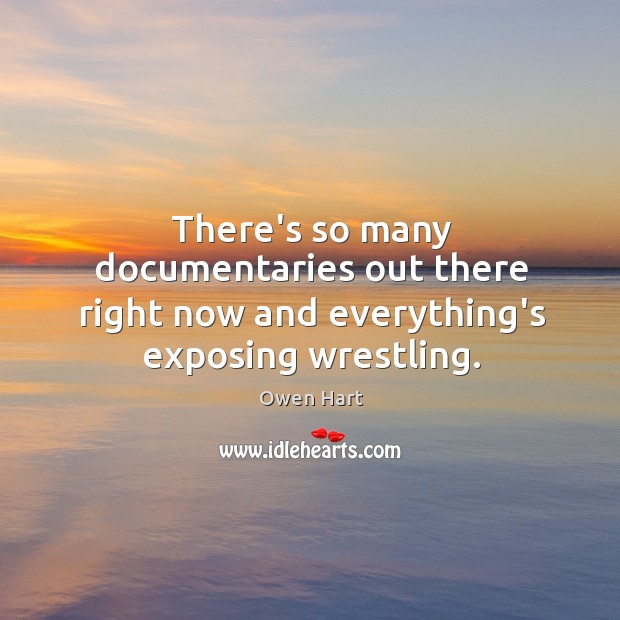 There’s so many documentaries out there right now and everything’s exposing wrestling. Owen Hart Picture Quote