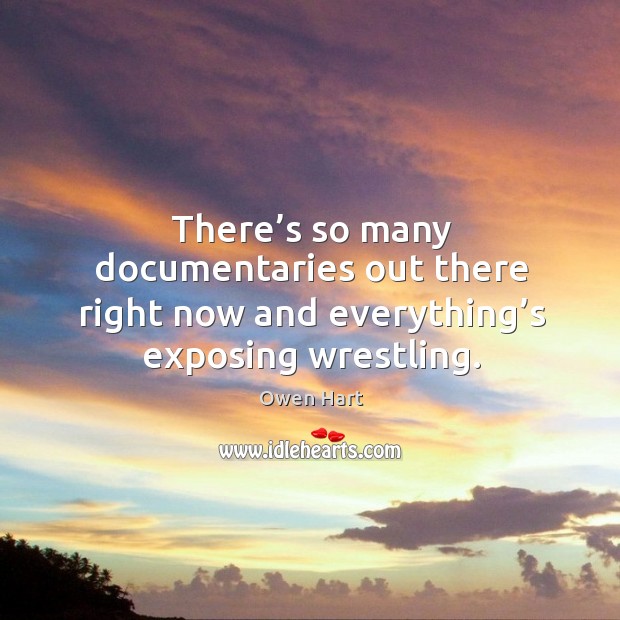 There’s so many documentaries out there right now and everything’s exposing wrestling. Owen Hart Picture Quote