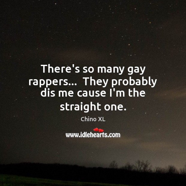There’s so many gay rappers…  They probably dis me cause I’m the straight one. Image