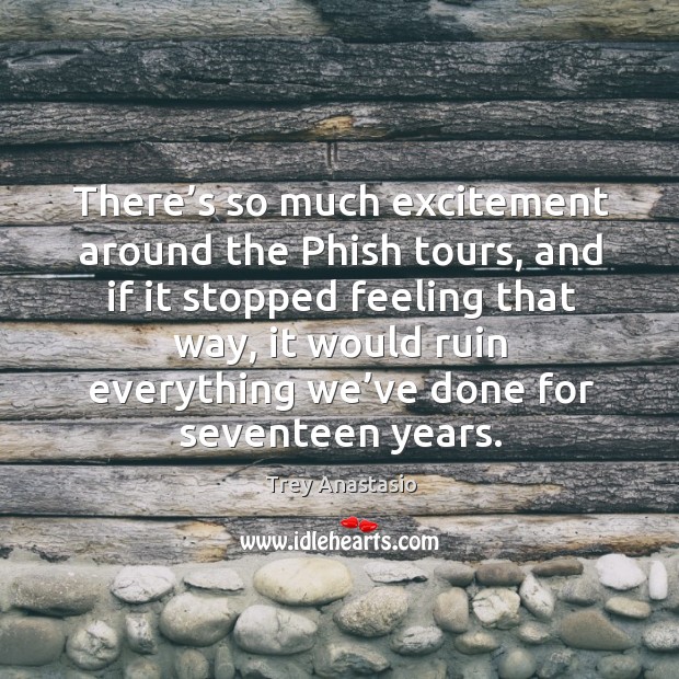 There’s so much excitement around the phish tours, and if it stopped feeling that way Trey Anastasio Picture Quote