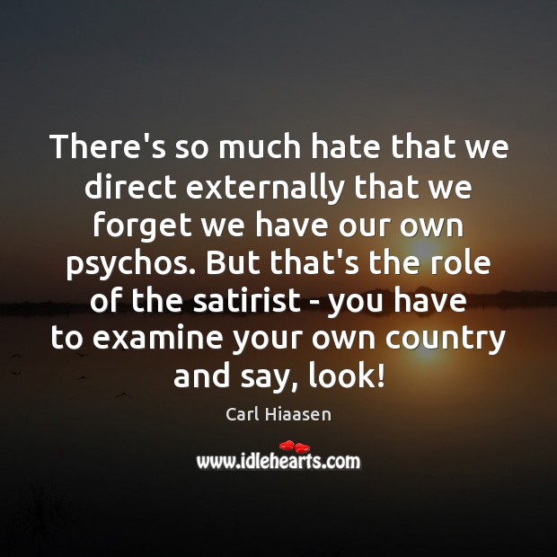 There’s so much hate that we direct externally that we forget we Carl Hiaasen Picture Quote