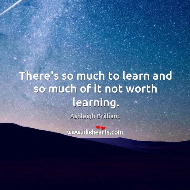 There’s so much to learn and so much of it not worth learning. Ashleigh Brilliant Picture Quote