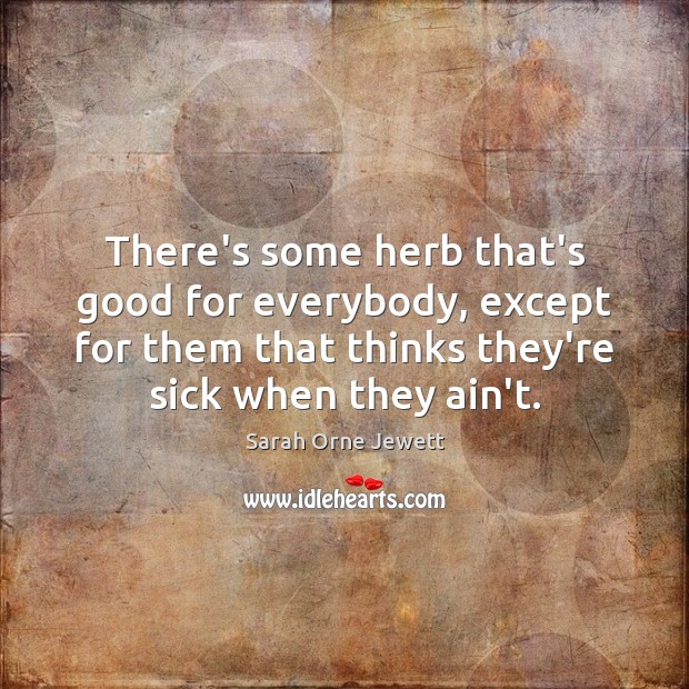 There’s some herb that’s good for everybody, except for them that thinks Sarah Orne Jewett Picture Quote